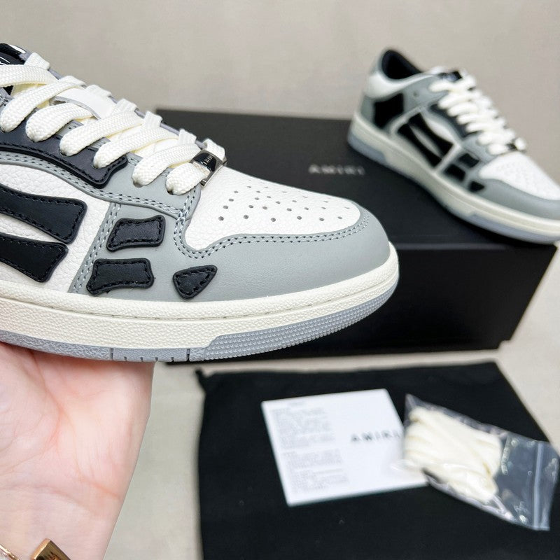 AMIRI Grey, White & Black Bone-Detail Low-Top Sneakers