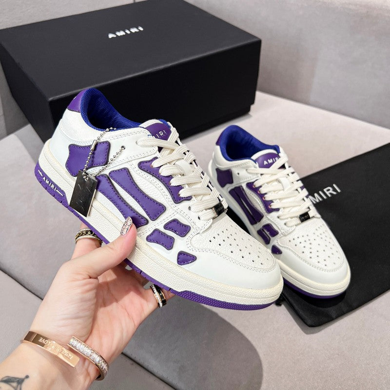 AMIRI White & Purple Bone Detail Low-Top Sneakers