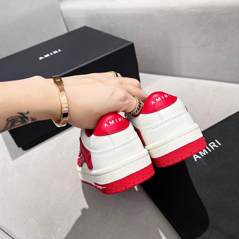 AMIRI White & Red Bone-Detail Low-Top Sneakers