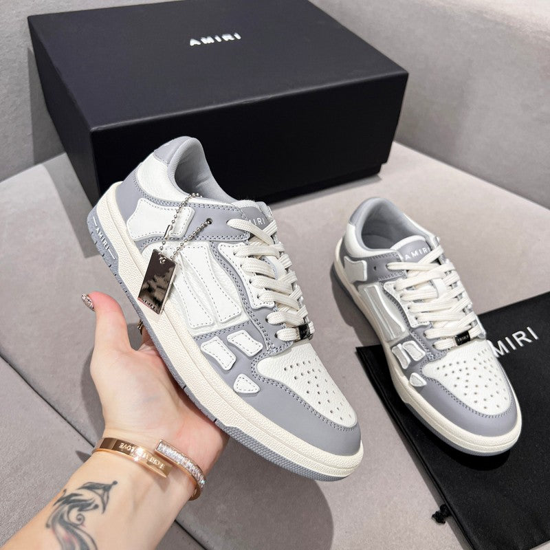 AMIRI Grey & White Bone Detail Low-Top Sneakers