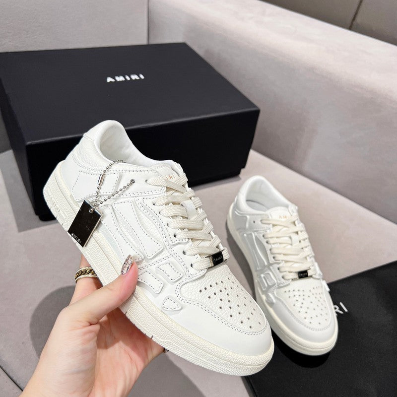 AMIRI All-White Bone Detail Low-Top Sneakers