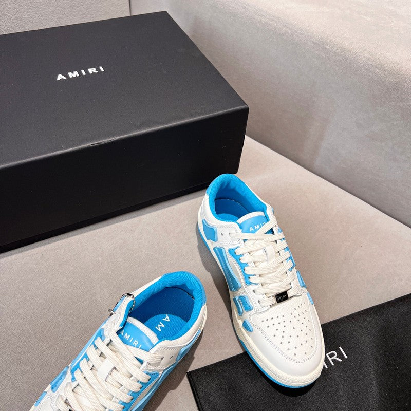 AMIRI White & Blue Bone Detail Low-Top Sneakers