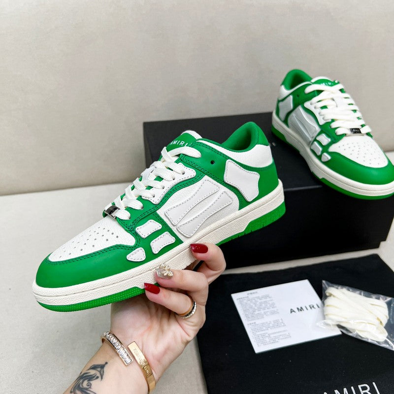AMIRI Green & White Bone-Detail Low-Top Sneakers