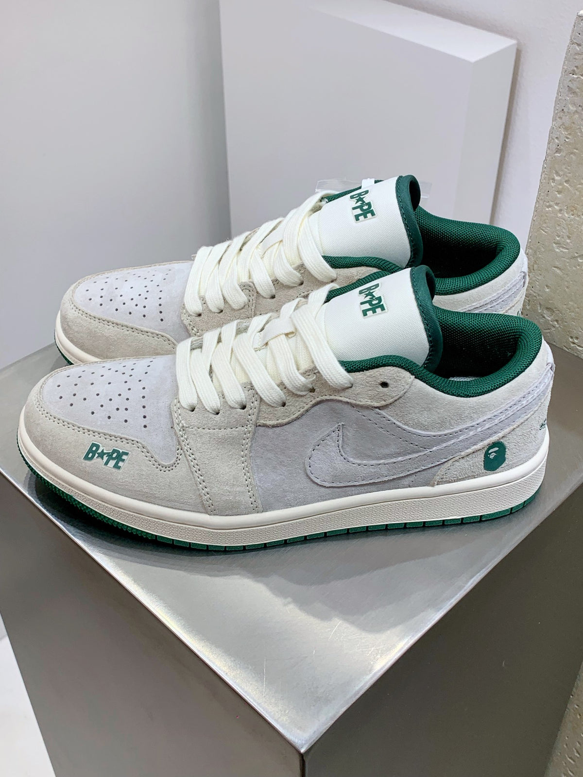 BAPE Low-Top Sneakers | Cream / Light Grey / Green