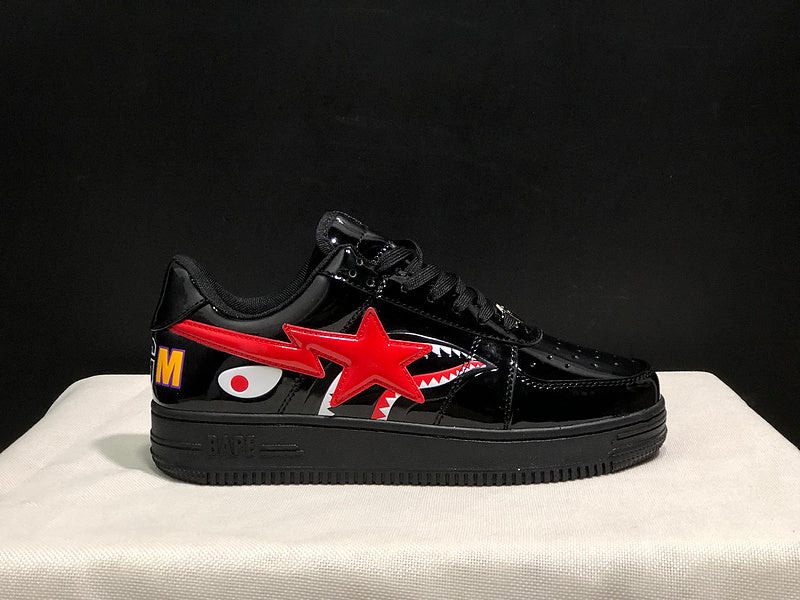 BAPE STA Low-Top Sneakers | Black / Red Shark