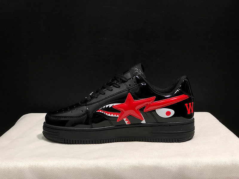 BAPE STA Low-Top Sneakers | Black / Red Shark