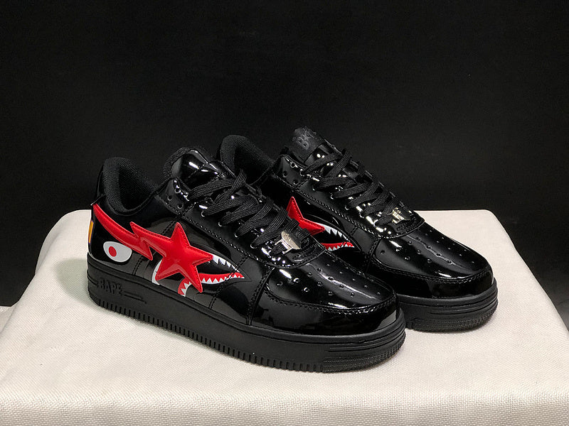 BAPE STA Low-Top Sneakers | Black / Red Shark