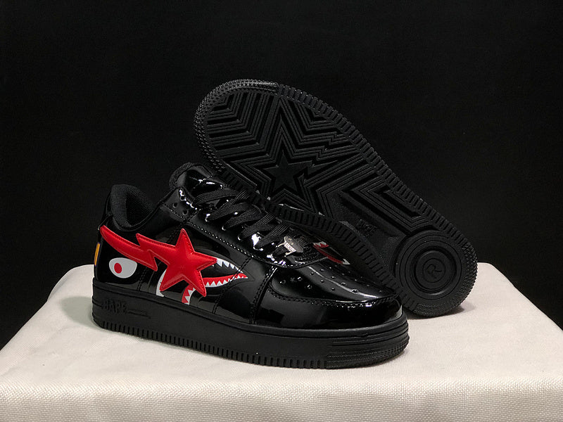 BAPE STA Low-Top Sneakers | Black / Red Shark
