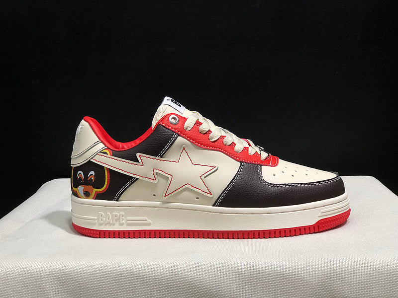 BAPE STA Low-Top Sneakers | Black / Cream / Red