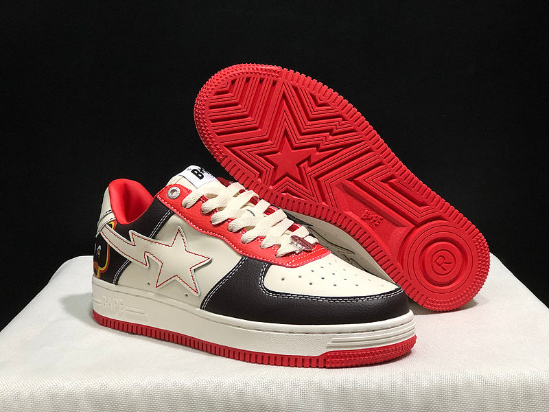 BAPE STA Low-Top Sneakers | Black / Cream / Red