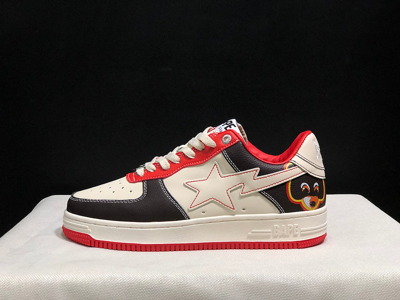 BAPE STA Low-Top Sneakers | Black / Cream / Red