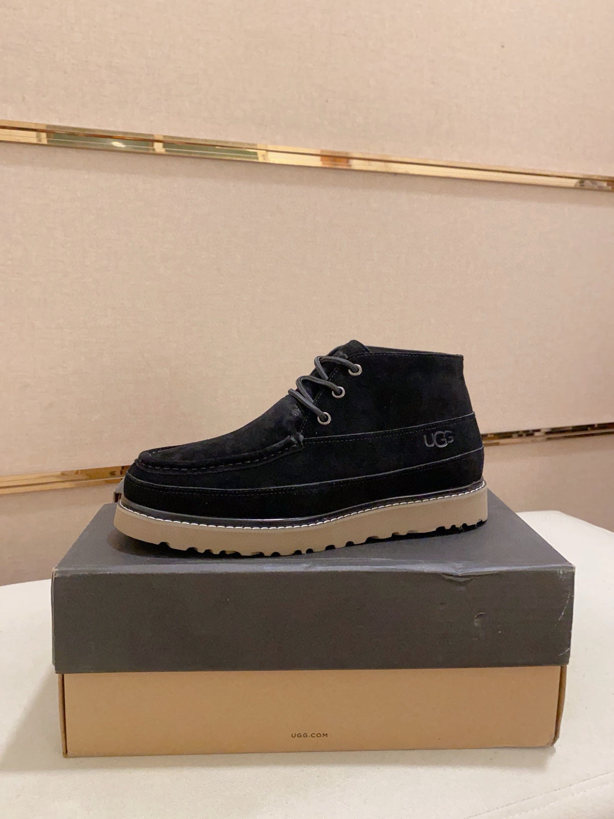 UGG Black Moc-Toe Lace-Up Ankle Boots