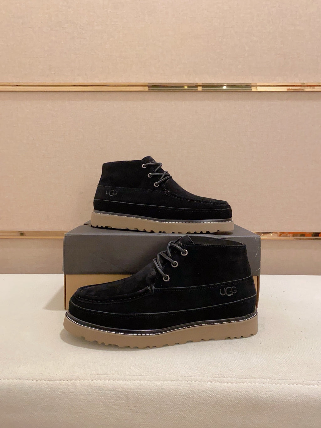 UGG Black Moc-Toe Lace-Up Ankle Boots