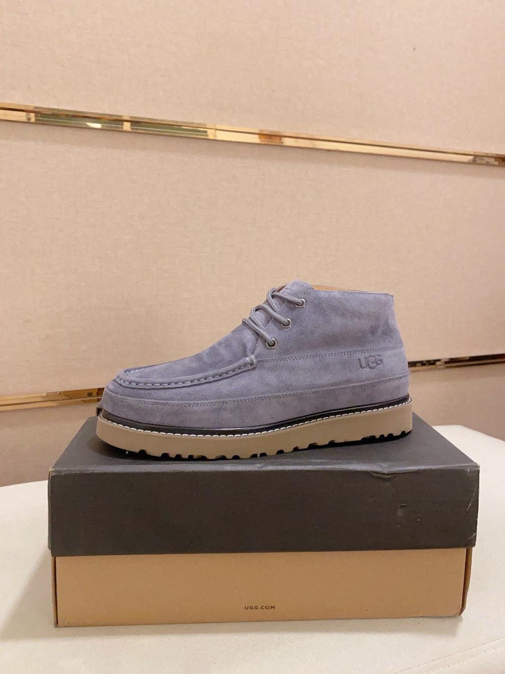 UGG Grey Moc-Toe Lace-Up Ankle Boots