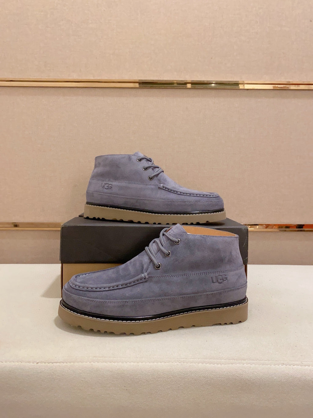 UGG Grey Moc-Toe Lace-Up Ankle Boots