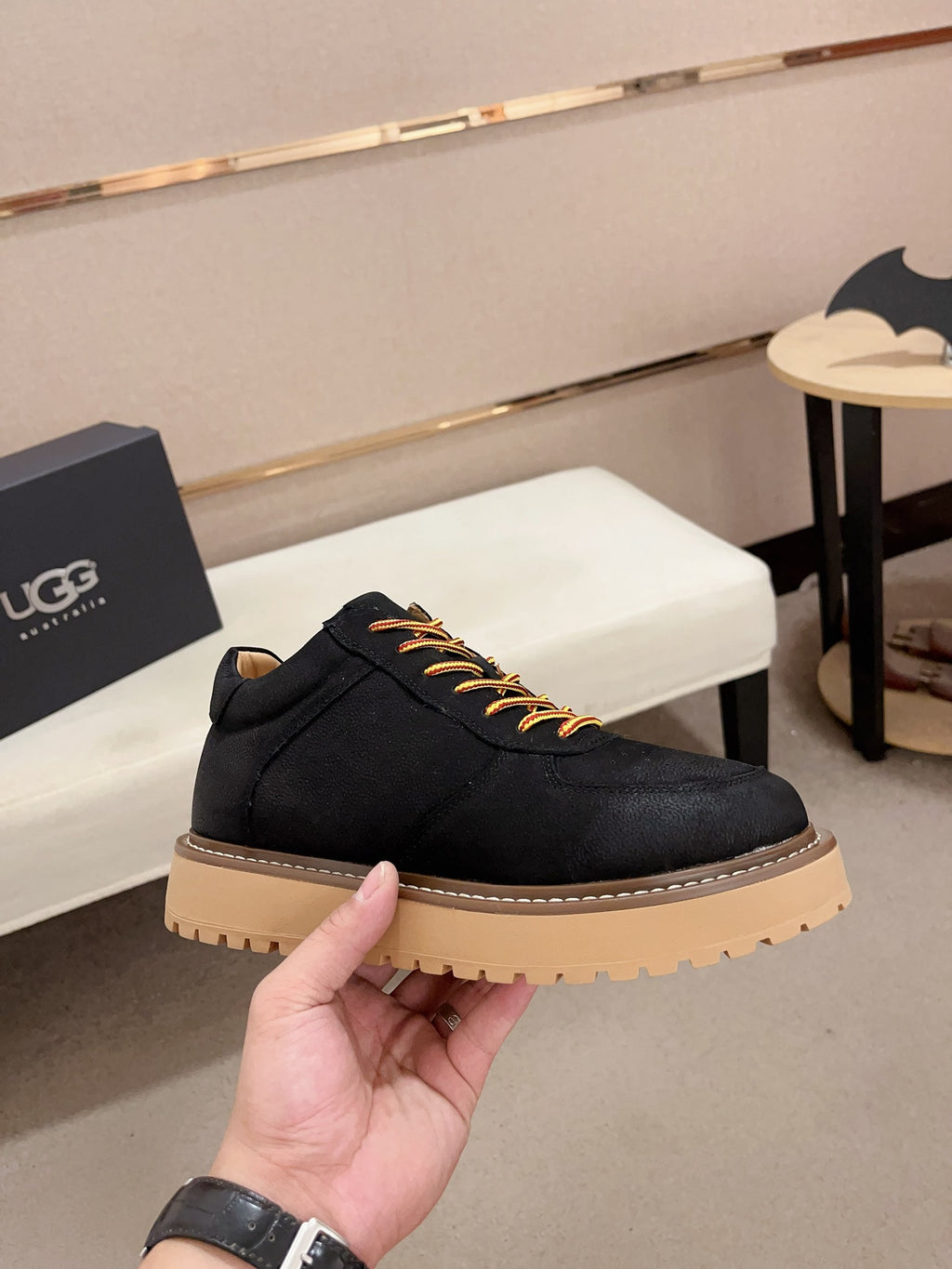 UGG Black Chunky-Sole Lace-Up Sneakers