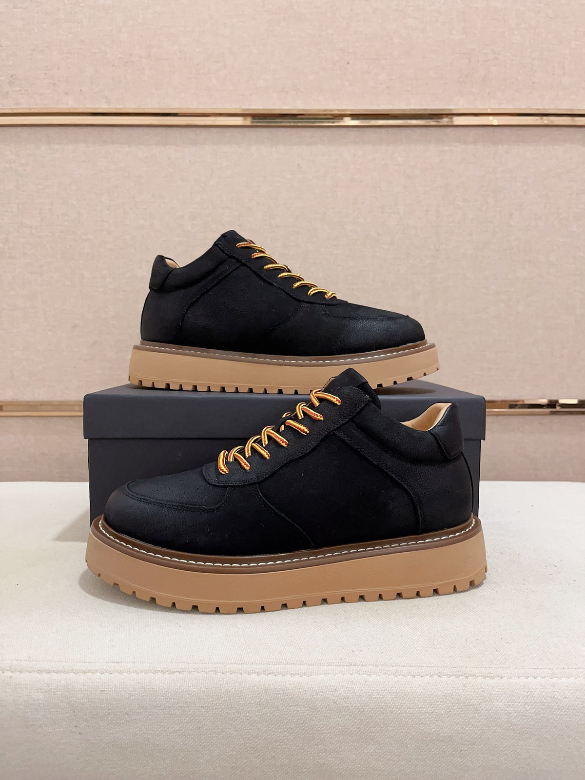 UGG Black Chunky-Sole Lace-Up Sneakers