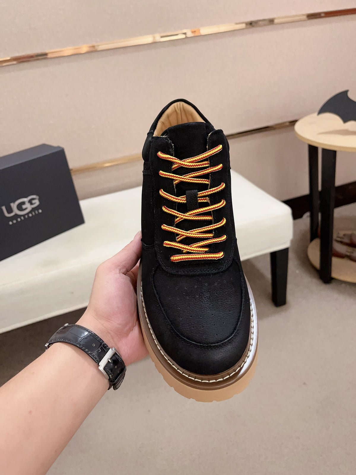 UGG Black Chunky-Sole Lace-Up Sneakers