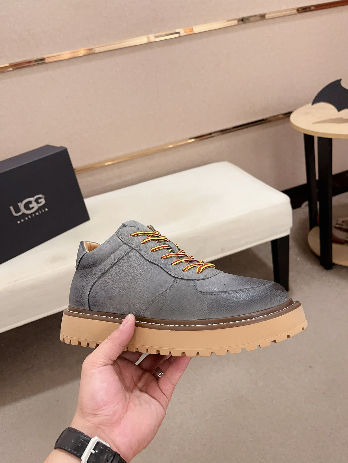 UGG Grey Chunky-Sole Lace-Up Sneakers
