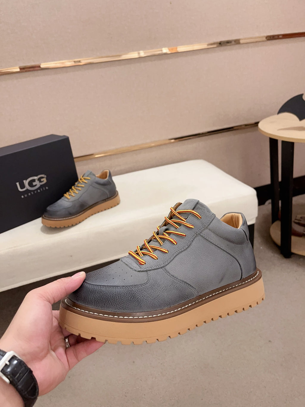 UGG Grey Chunky-Sole Lace-Up Sneakers