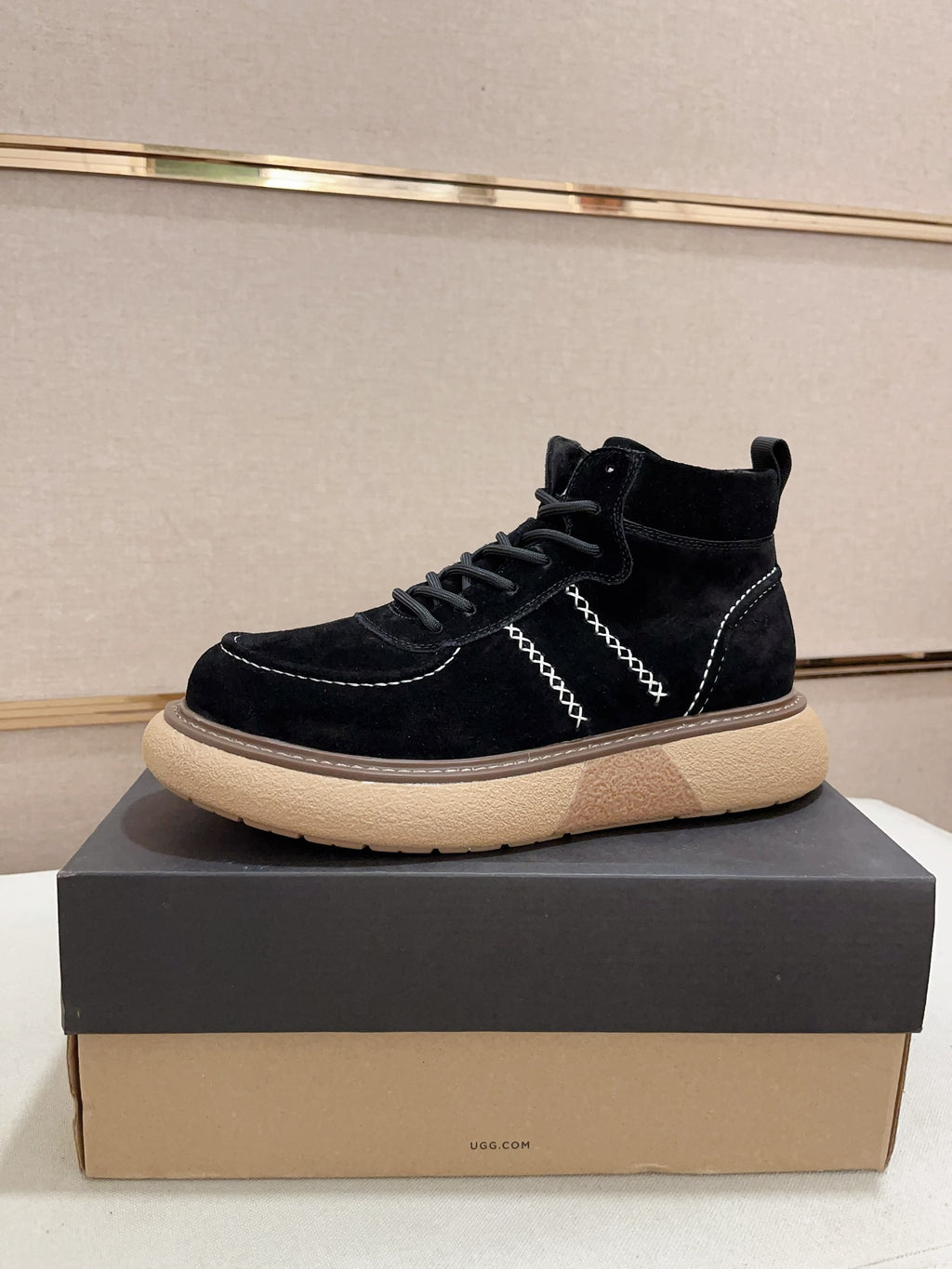 UGG Black Cross-Stitch Lace-Up Ankle Boots