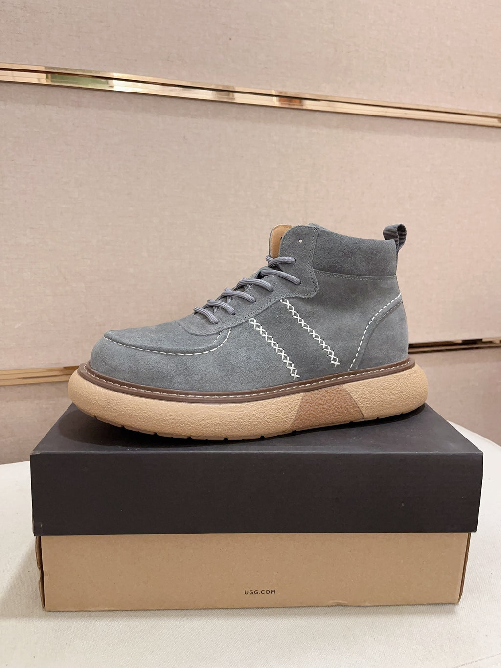 UGG Grey Cross-Stitch Lace-Up Ankle Boots