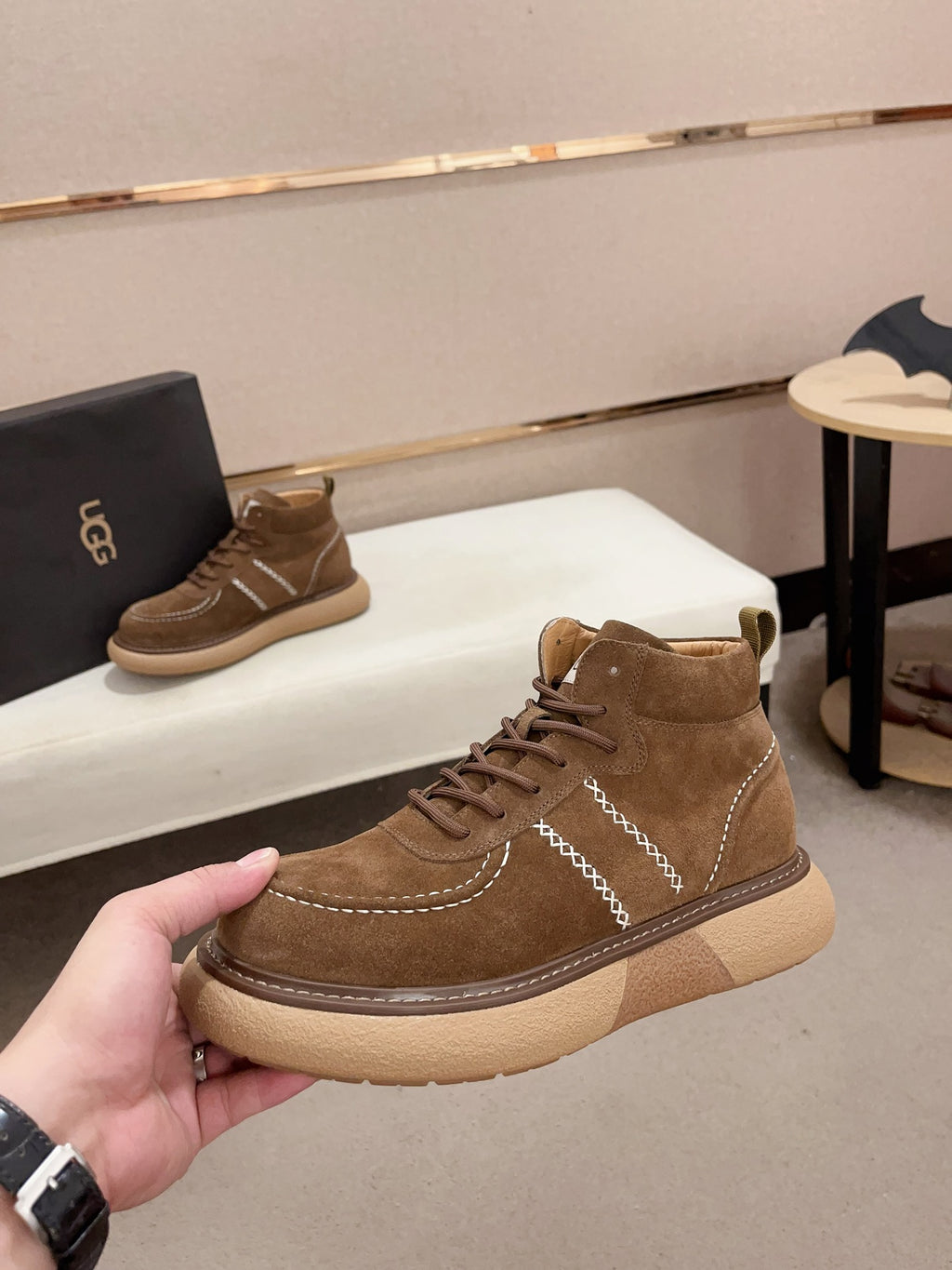 UGG Brown Cross-Stitch Lace-Up Ankle Boots