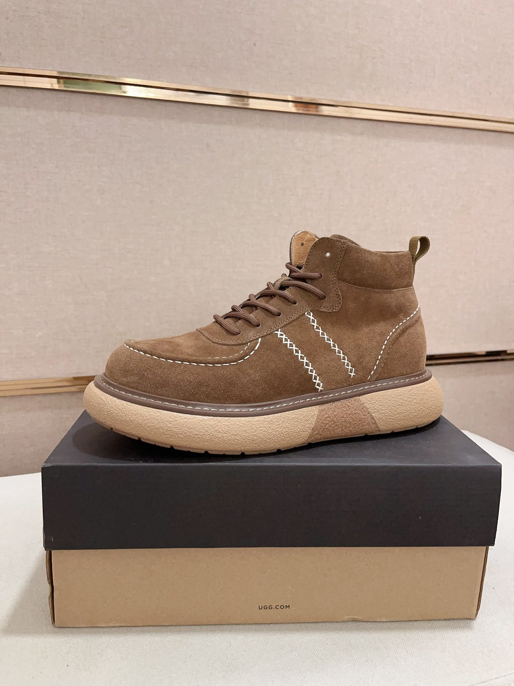 UGG Brown Cross-Stitch Lace-Up Ankle Boots