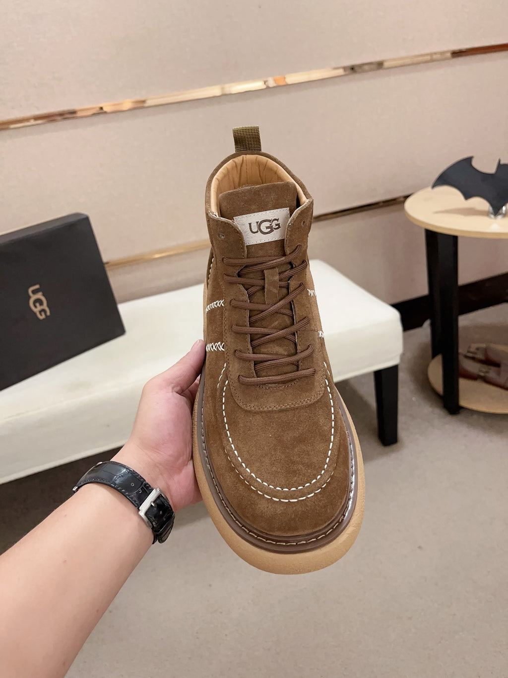 UGG Brown Cross-Stitch Lace-Up Ankle Boots