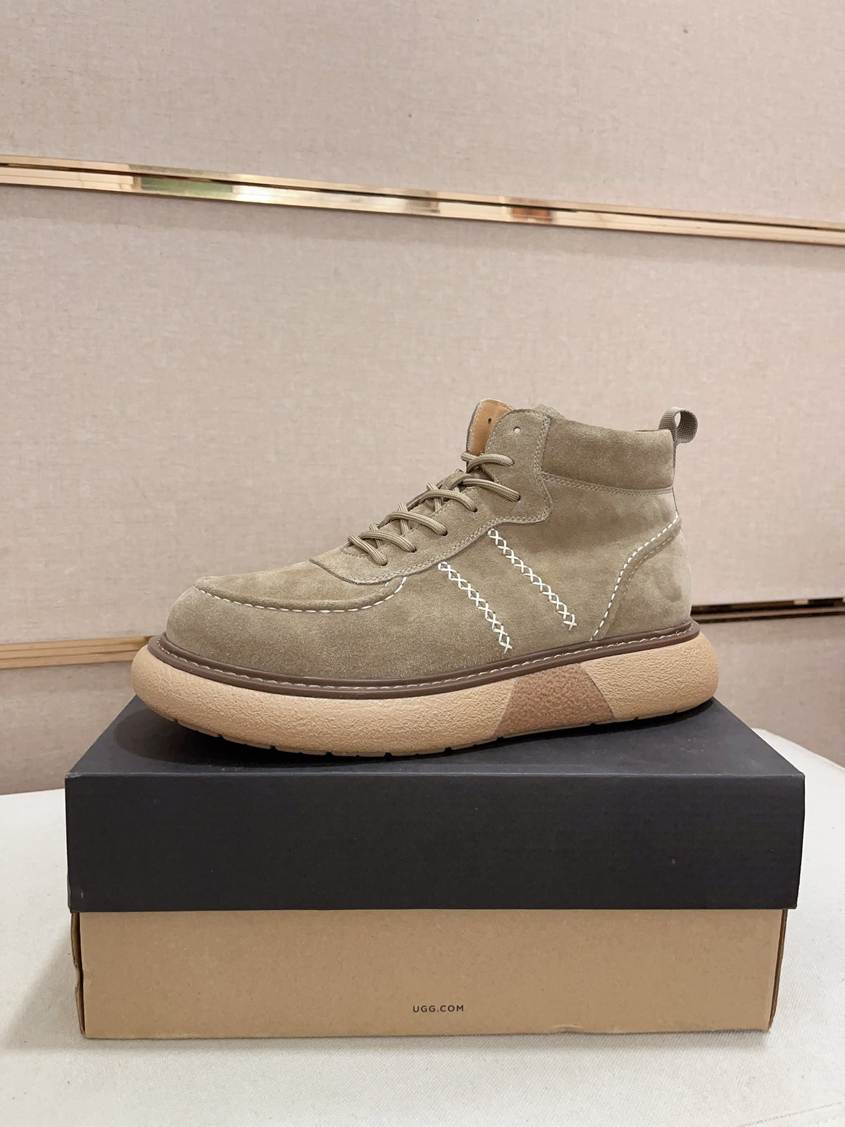 UGG Khaki Cross-Stitch Lace-Up Ankle Boots