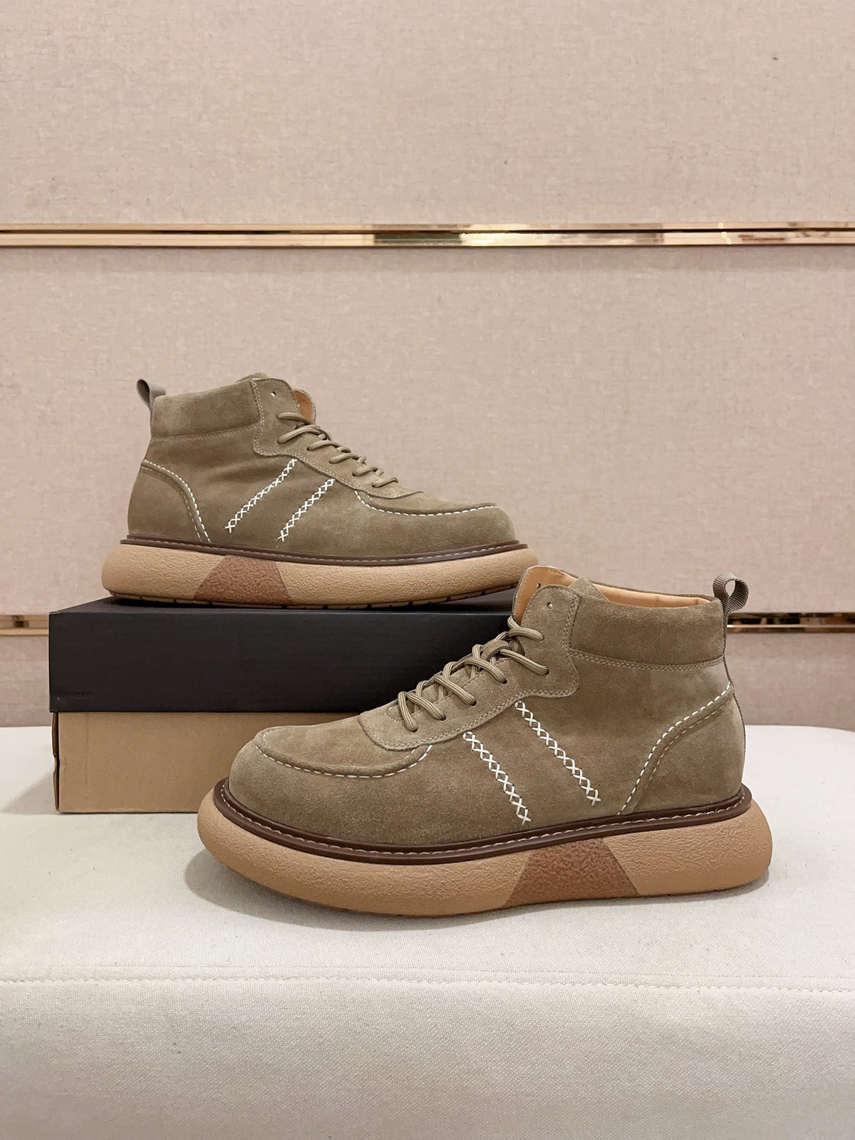 UGG Khaki Cross-Stitch Lace-Up Ankle Boots