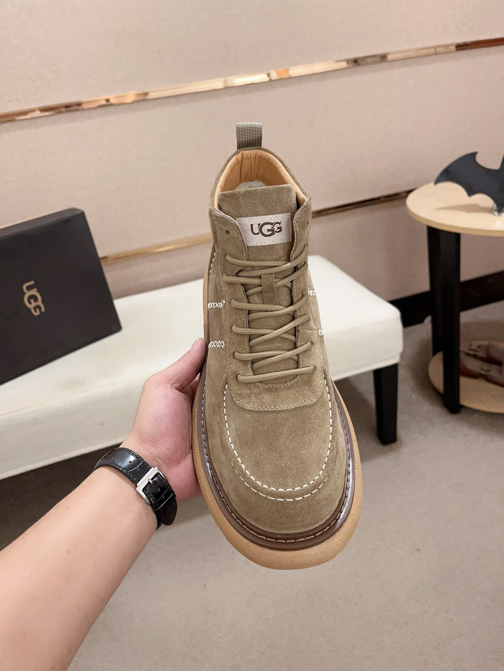 UGG Khaki Cross-Stitch Lace-Up Ankle Boots