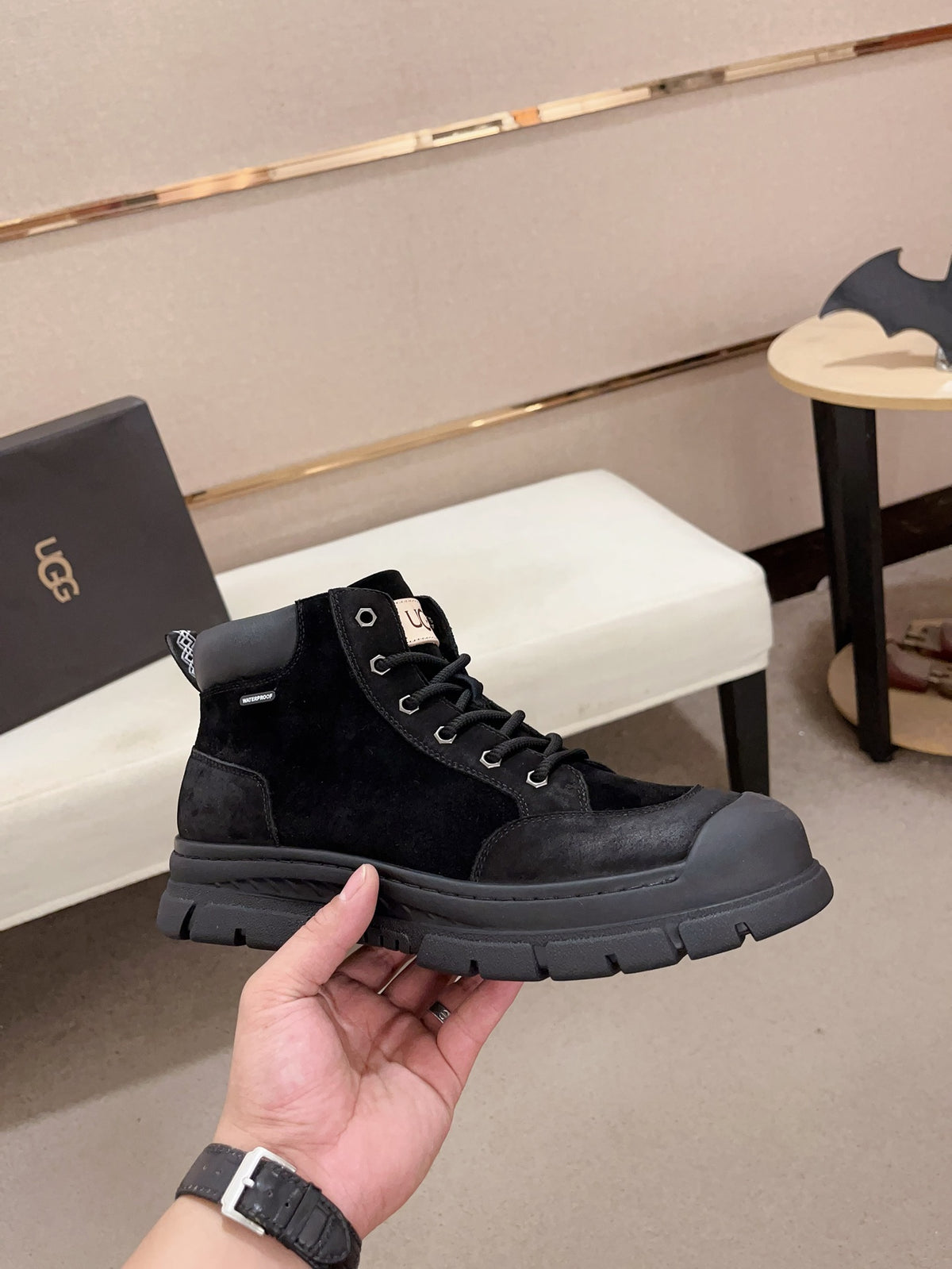 UGG Black Lace-Up Ankle Boots