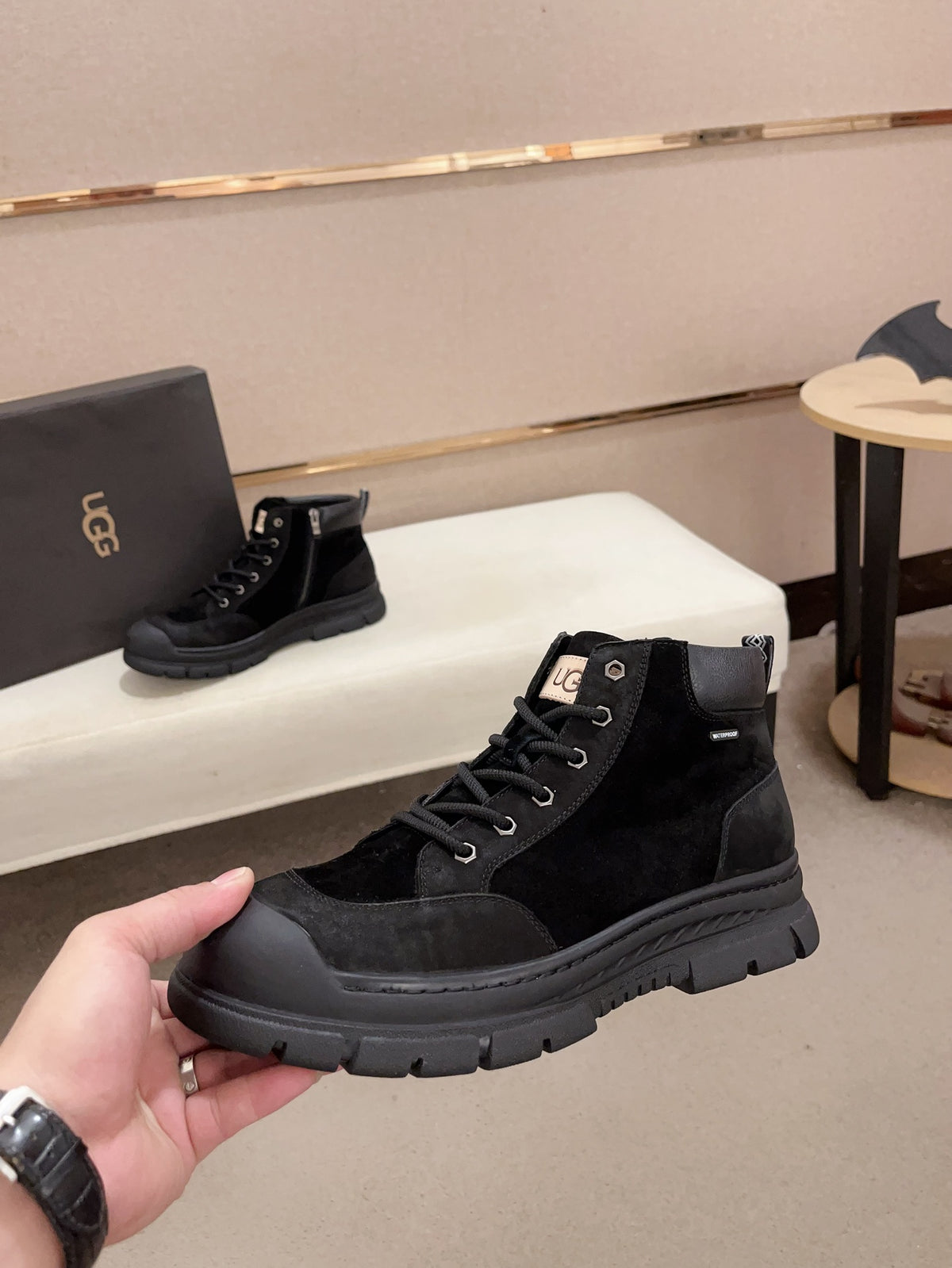 UGG Black Lace-Up Ankle Boots