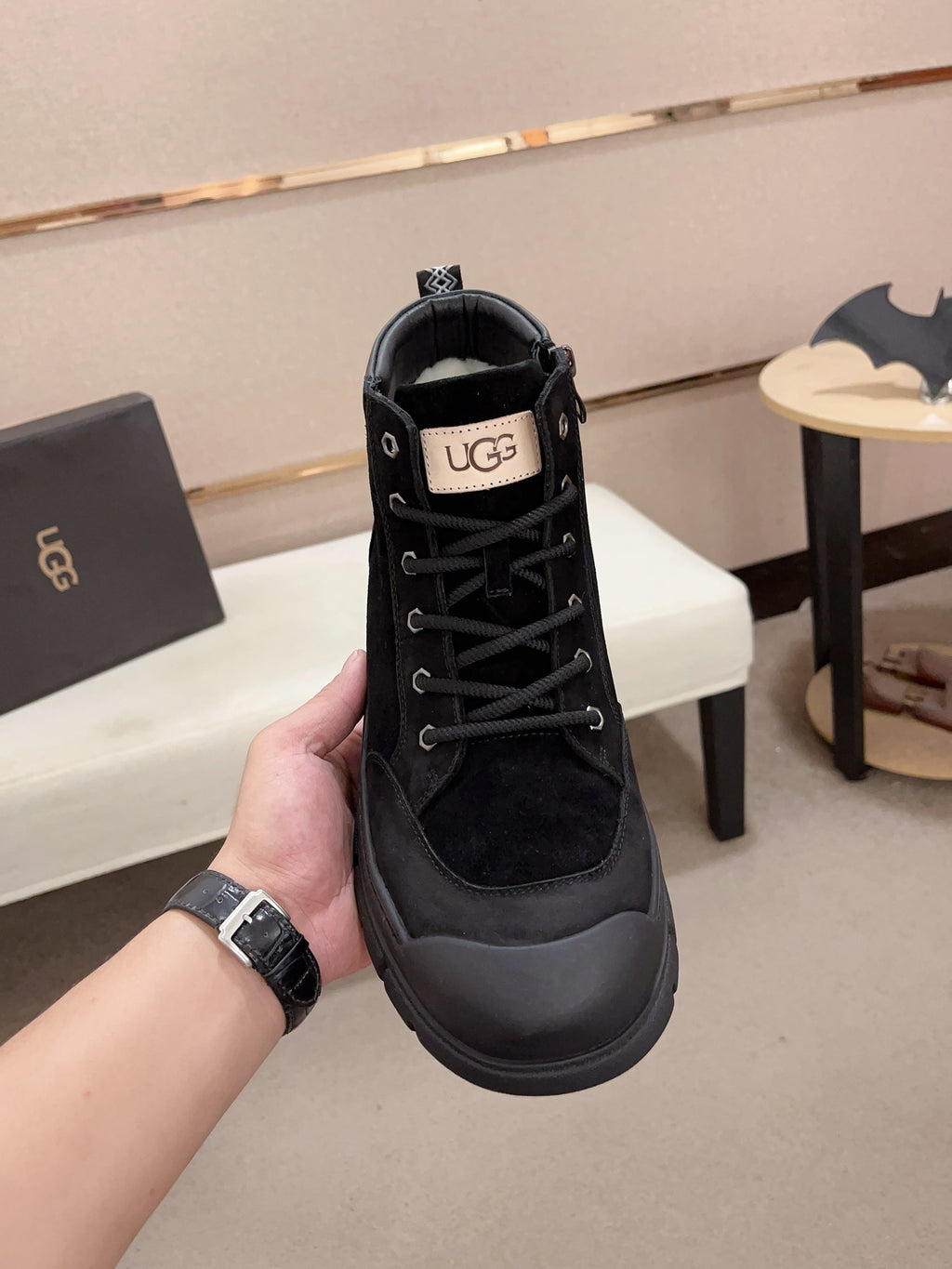 UGG Black Lace-Up Ankle Boots