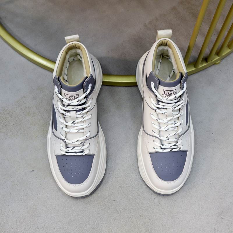 UGG White & Grey Chunky-Sole High-Top Sneakers