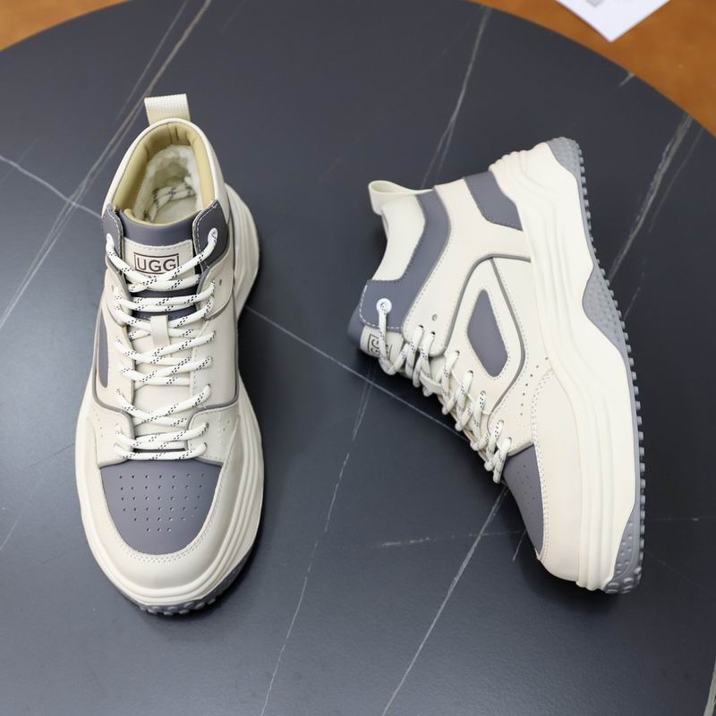 UGG White & Grey Chunky-Sole High-Top Sneakers