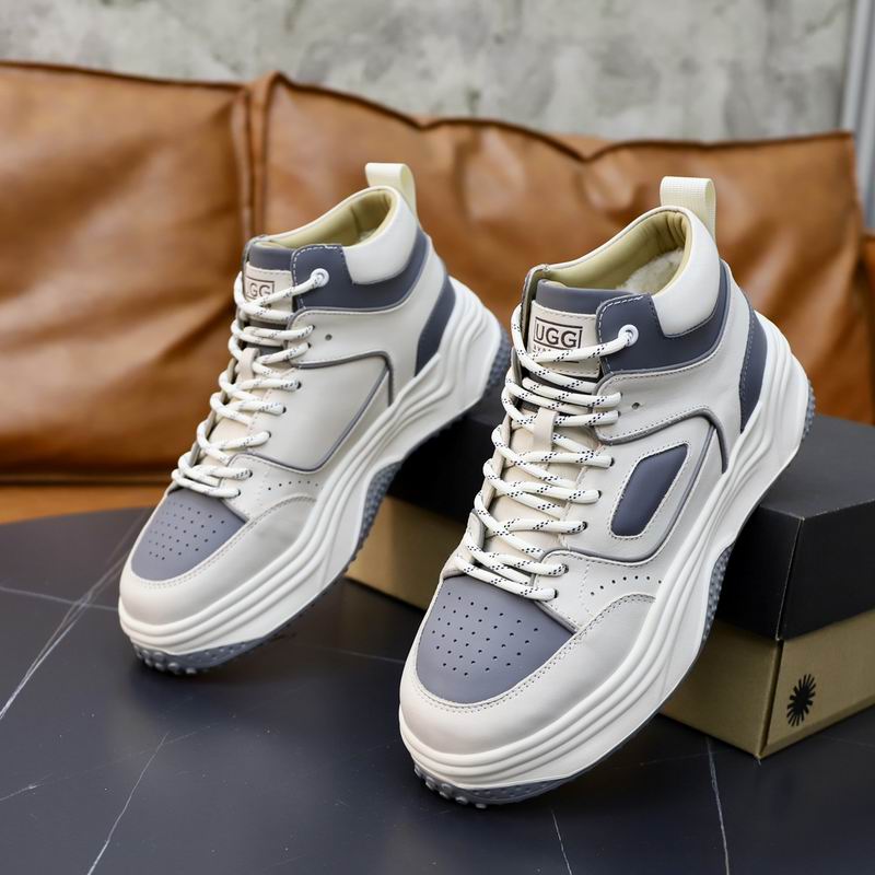 UGG White & Grey Chunky-Sole High-Top Sneakers