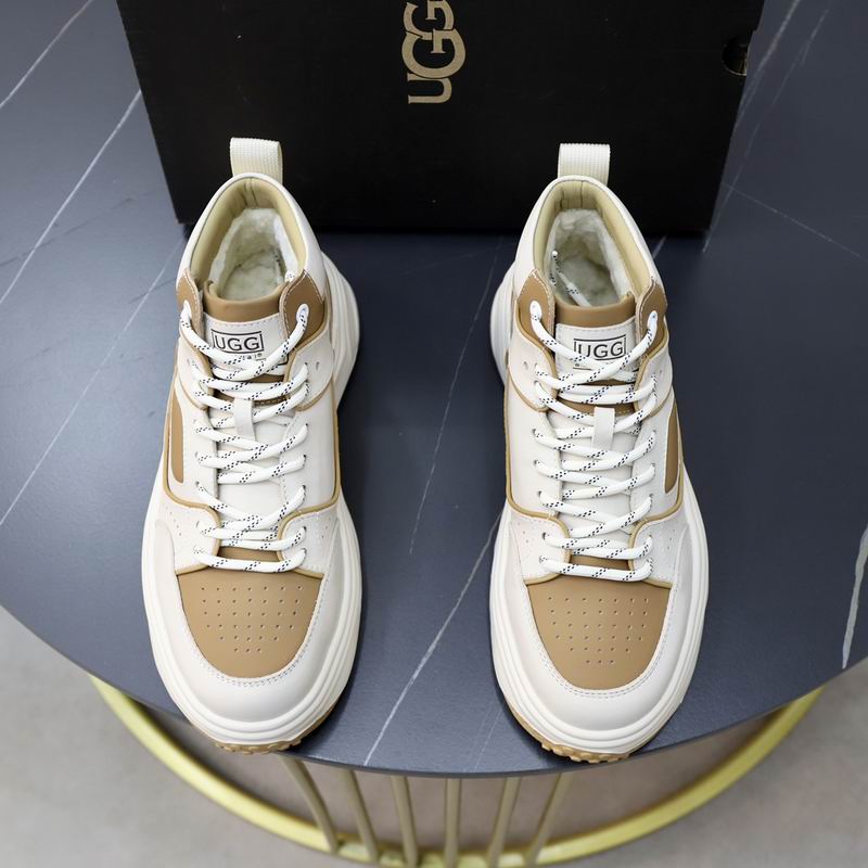 UGG White & Tan Chunky-Sole High-Top Sneakers