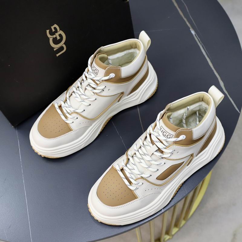 UGG White & Tan Chunky-Sole High-Top Sneakers