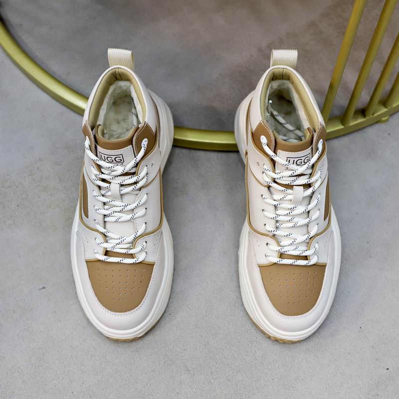 UGG White & Tan Chunky-Sole High-Top Sneakers