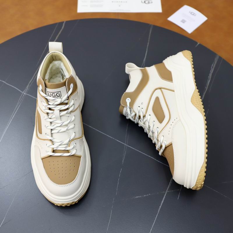UGG White & Tan Chunky-Sole High-Top Sneakers