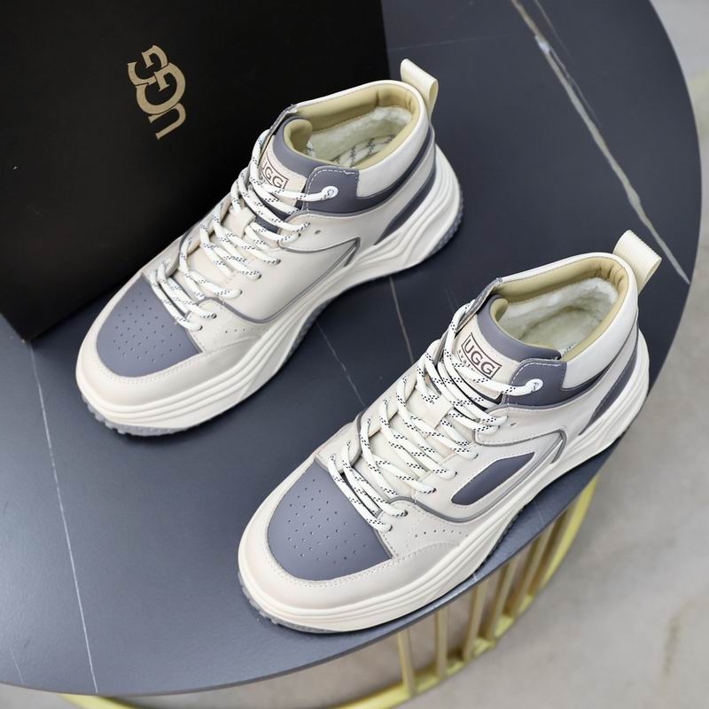UGG White & Grey Chunky-Sole High-Top Sneakers