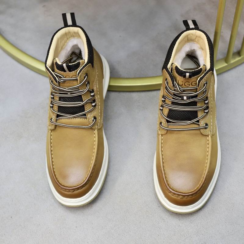 UGG Tan Moc-Toe Ankle Boots with Black Collar