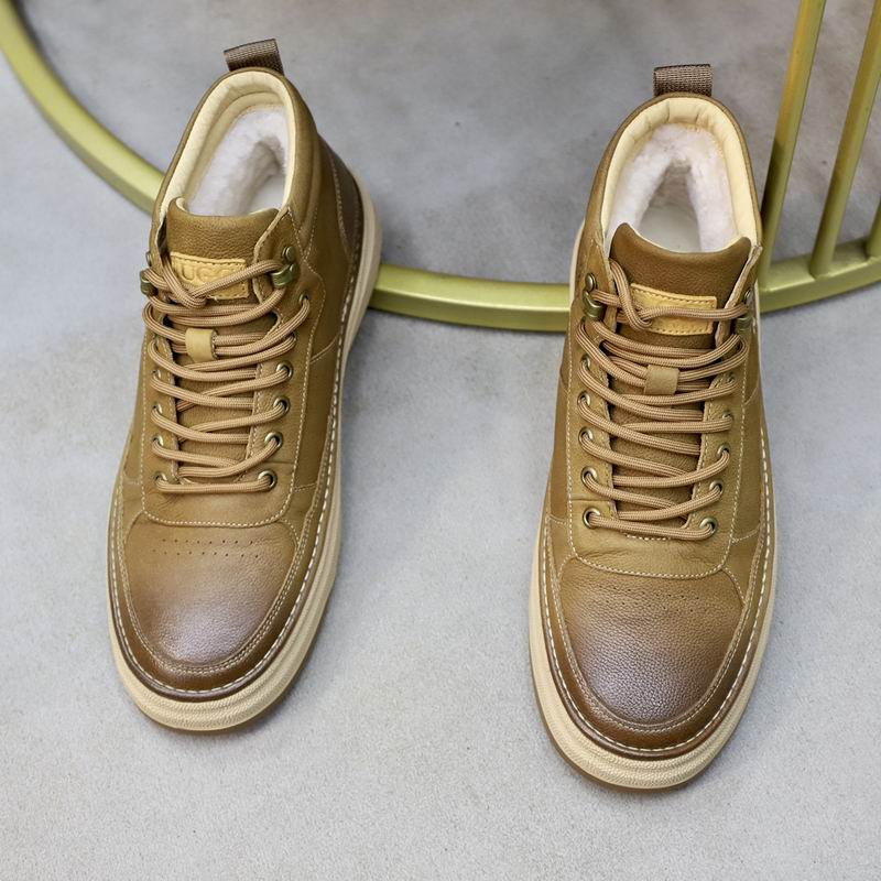 UGG Tan Paneled High-Top Lace-Up Sneakers