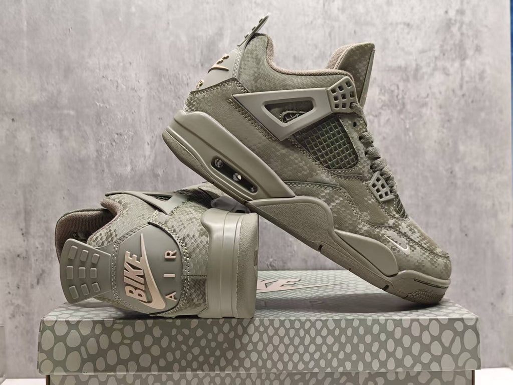 Air Jordan 4 Retro Military Mamba Custom Sneakers | Olive / Black