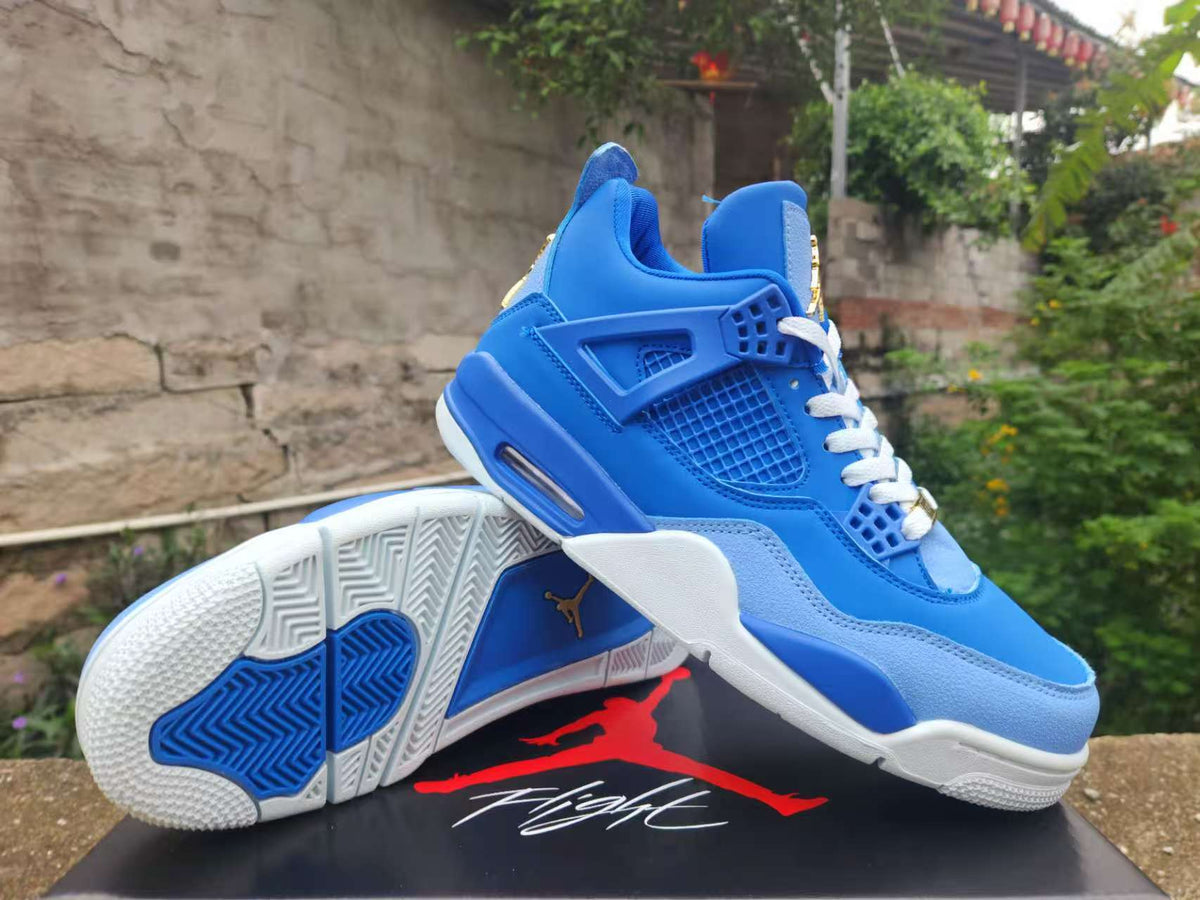 Air Jordan 4 Retro Sneakers | Royal Blue / Gold