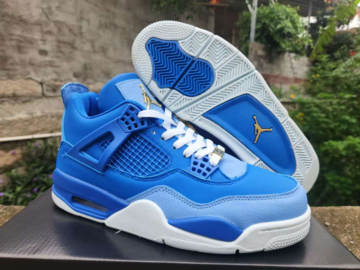 Air Jordan 4 Retro Sneakers | Royal Blue / Gold